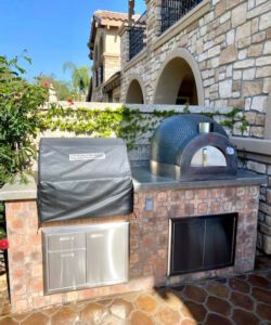 Blue tile Forno Classico Italian pizza oven.