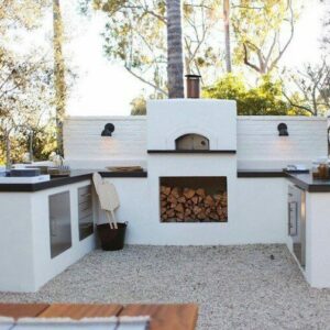 Beautiful square Italian brick pizza oven.